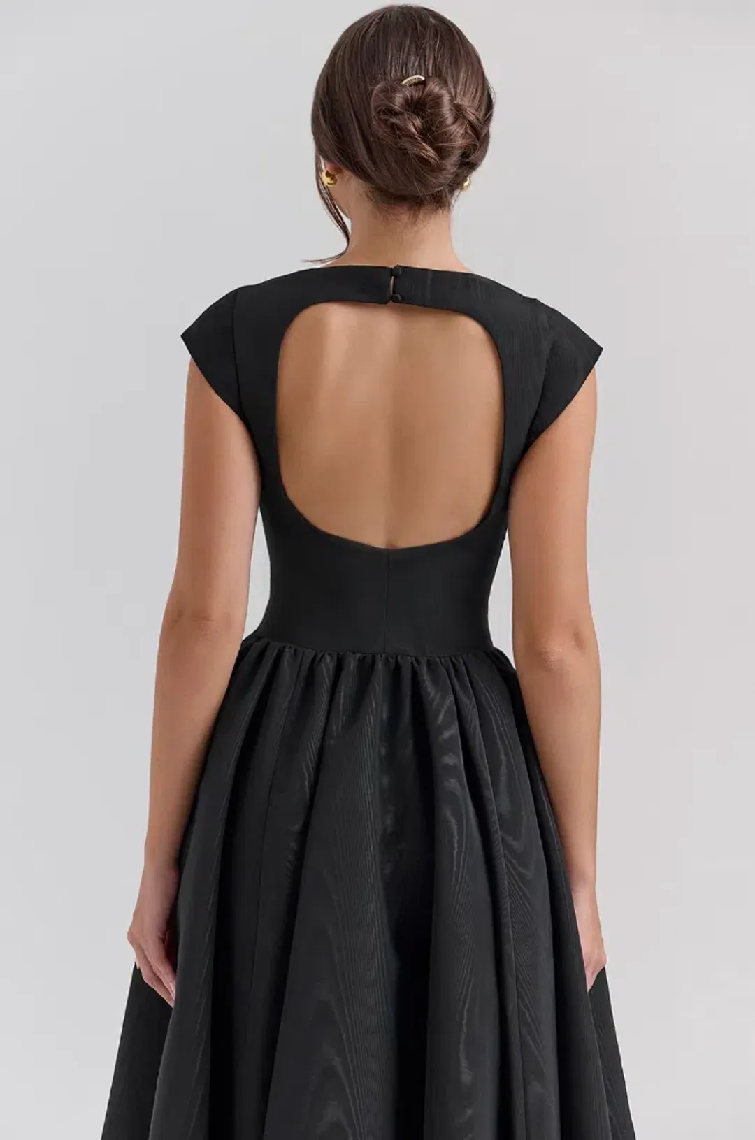 House of CB Debutante Moire Satin Backless Midi Dress Black Size S / AU 8 for rent on The Volte - main image