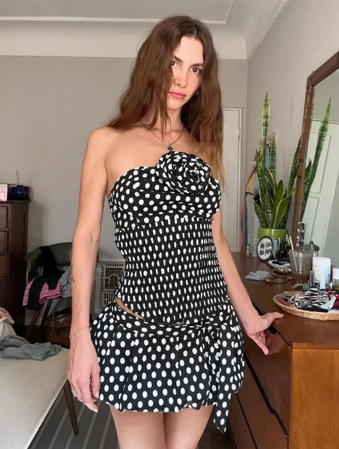 Blondita Gwen Top and Bubble Mini Skirt Set Polka Dot Size 10 for rent on The Volte - main image