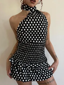 Blondita Gwen Top and Bubble Mini Skirt Set Polka Dot Size 10 for rent on The Volte - image 4