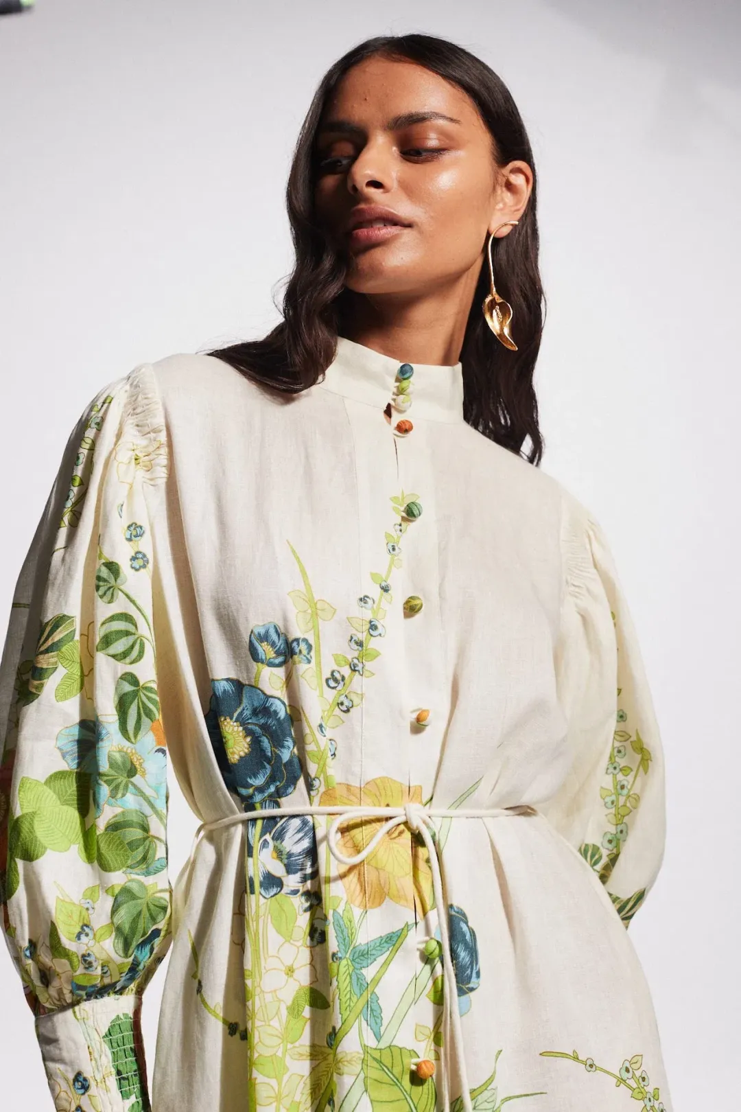 Alemais Constance Puff Sleeve Button Maxi Shirt Dress Size 14  for rent on The Volte - main image