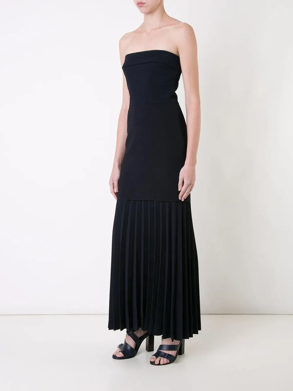 Dion Lee Linear Pleat Crepe Strapless Dress Black Size XS / AU 6 for rent on The Volte - main image