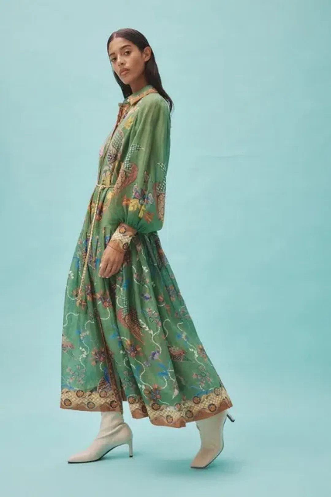 ALEMAIS Birdie Shirtdress in Jade Size 10 AU for rent on The Volte - main image