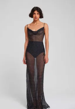 Rat & Boa Giselle Polka Dot Sheet Maxi  Dress Black Size Xxs / Size 6  for rent on The Volte - image 2