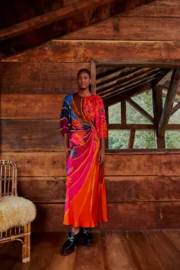 Farm Rio Vintage Wave Circle Cut-Out Midi Dress Floral Size 10 for rent on The Volte - image 1