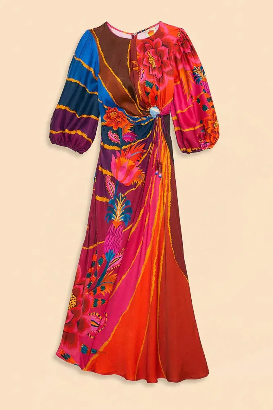 Farm Rio Vintage Wave Circle Cut-Out Midi Dress Floral Size 10 for rent on The Volte - main image