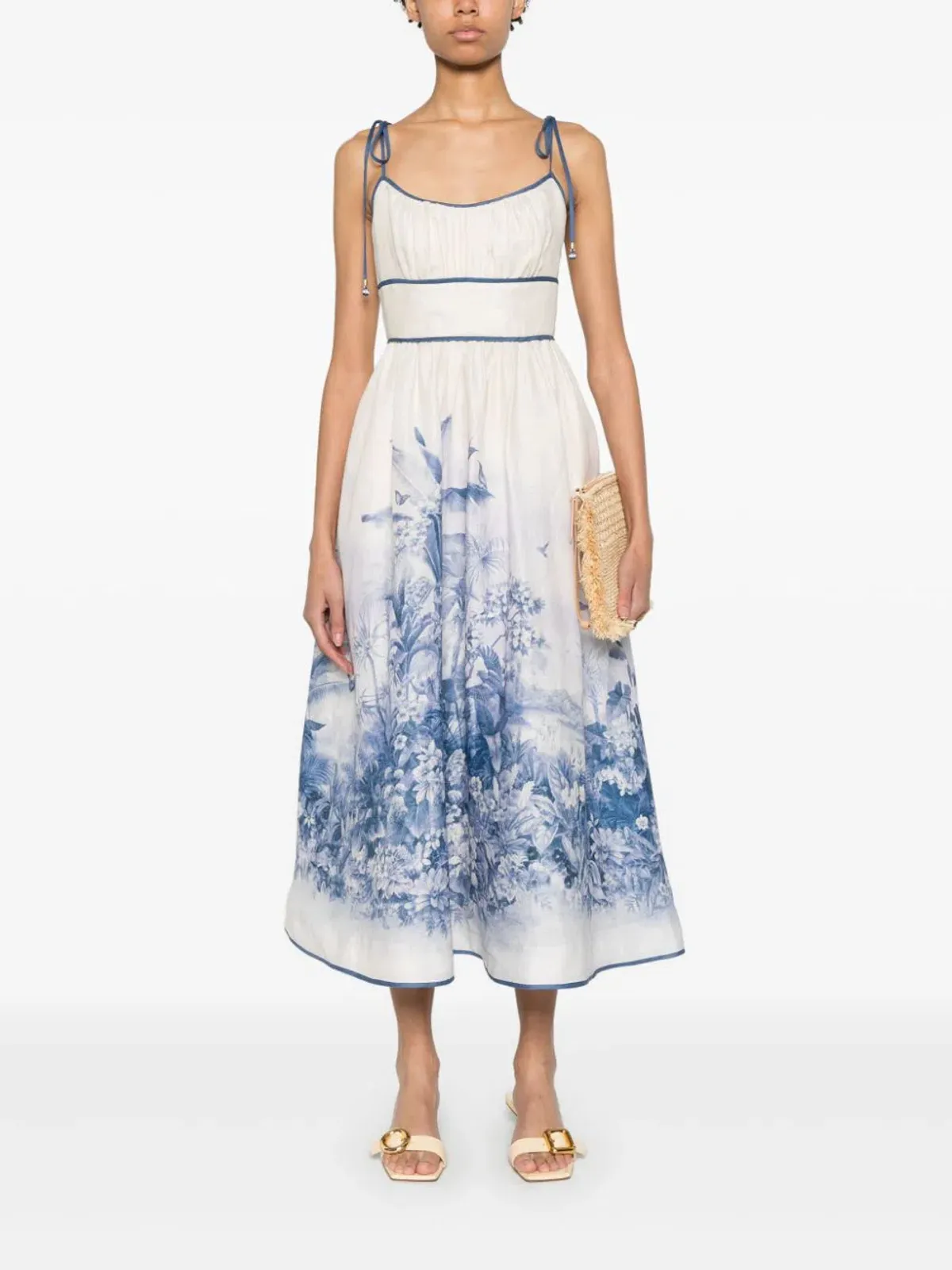 Zimmermann Wylie Picnic Dress in Blue Palm Size 1 / AU 10 for rent on The Volte - main image