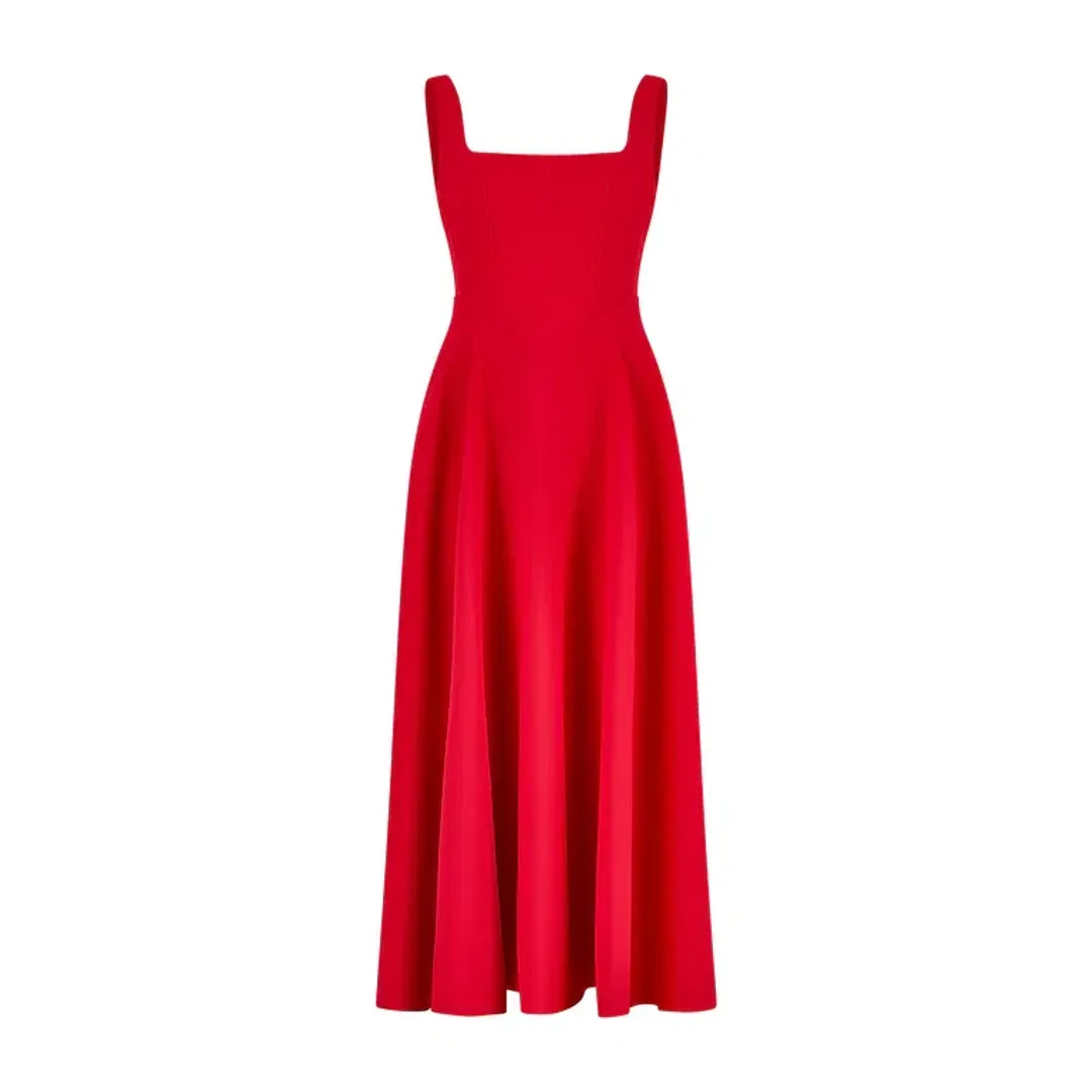Odd Muse The Ultimate Muse High Waist Square Neck Midi Dress Red Size 10 for rent on The Volte - main image