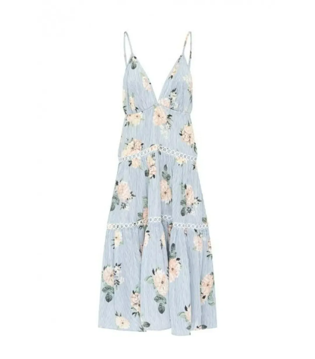 Sheike Stevie Stripe Dress Blue Floral Size AU 14 for rent on The Volte - main image