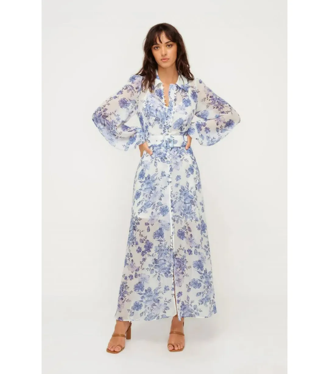 Sheike Bella Blue Maxi Dress Floral Size AU 14 for rent on The Volte - main image