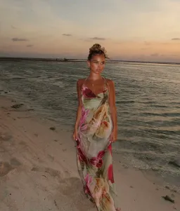 Jaded London Dahlia Hand Beaded Backless Chiffon Maxi Dress Floral Size 8 for rent on The Volte - image 3