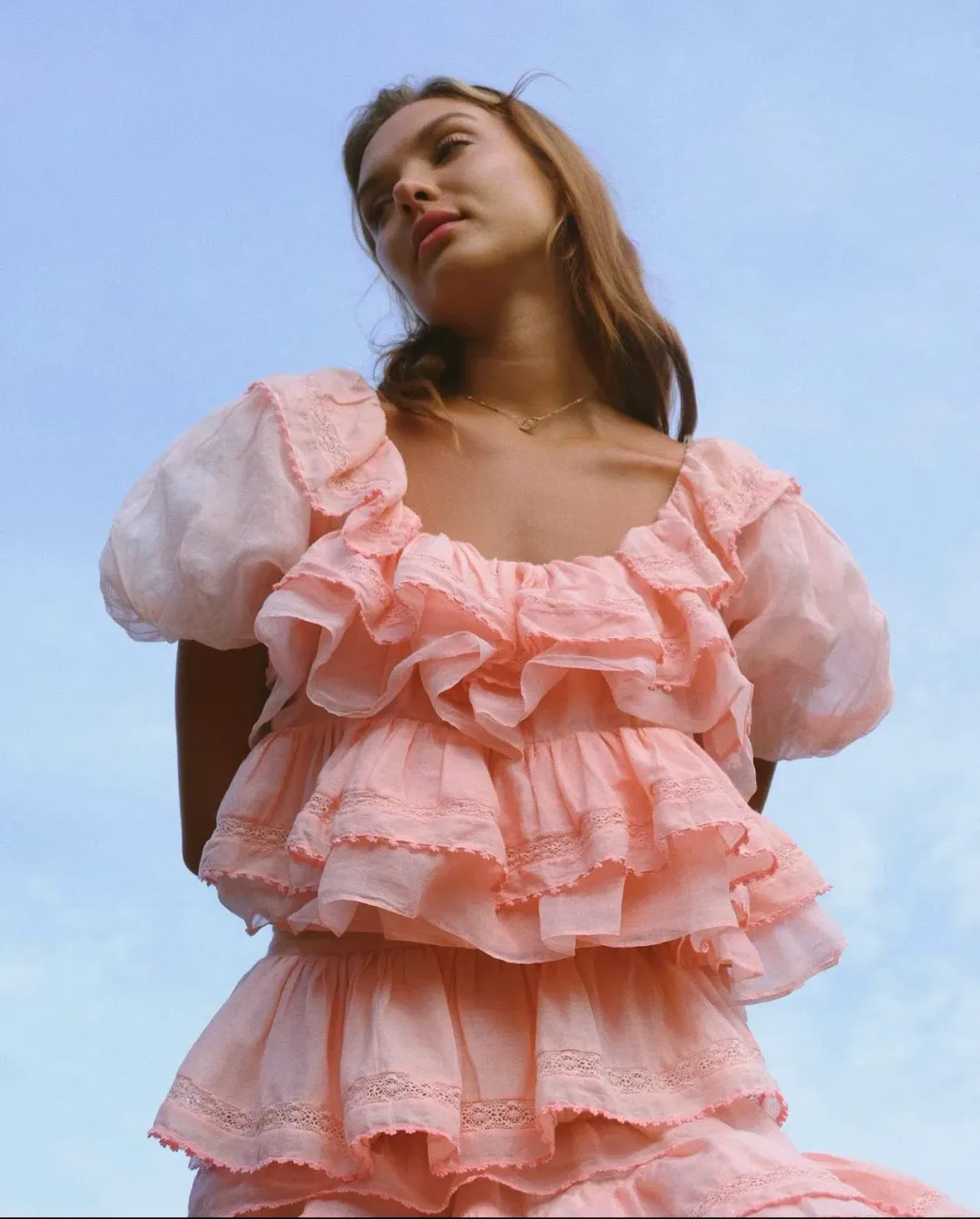 Innika Choo Organdy Lace Frill Set Pink Size 1 / AU 8 for rent on The Volte - main image