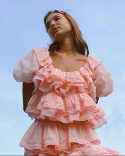 Innika Choo Organdy Lace Frill Set Pink Size 1 / AU 8 for rent on The Volte - image 3