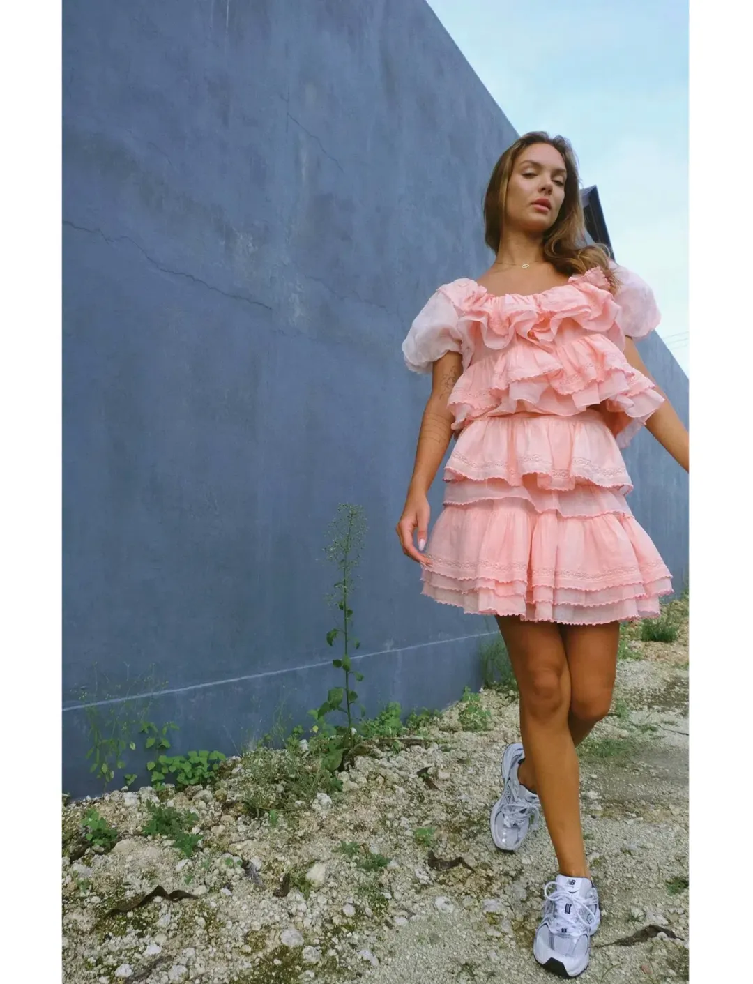 Innika Choo Organdy Lace Frill Set Pink Size 1 / AU 8 for rent on The Volte - main image