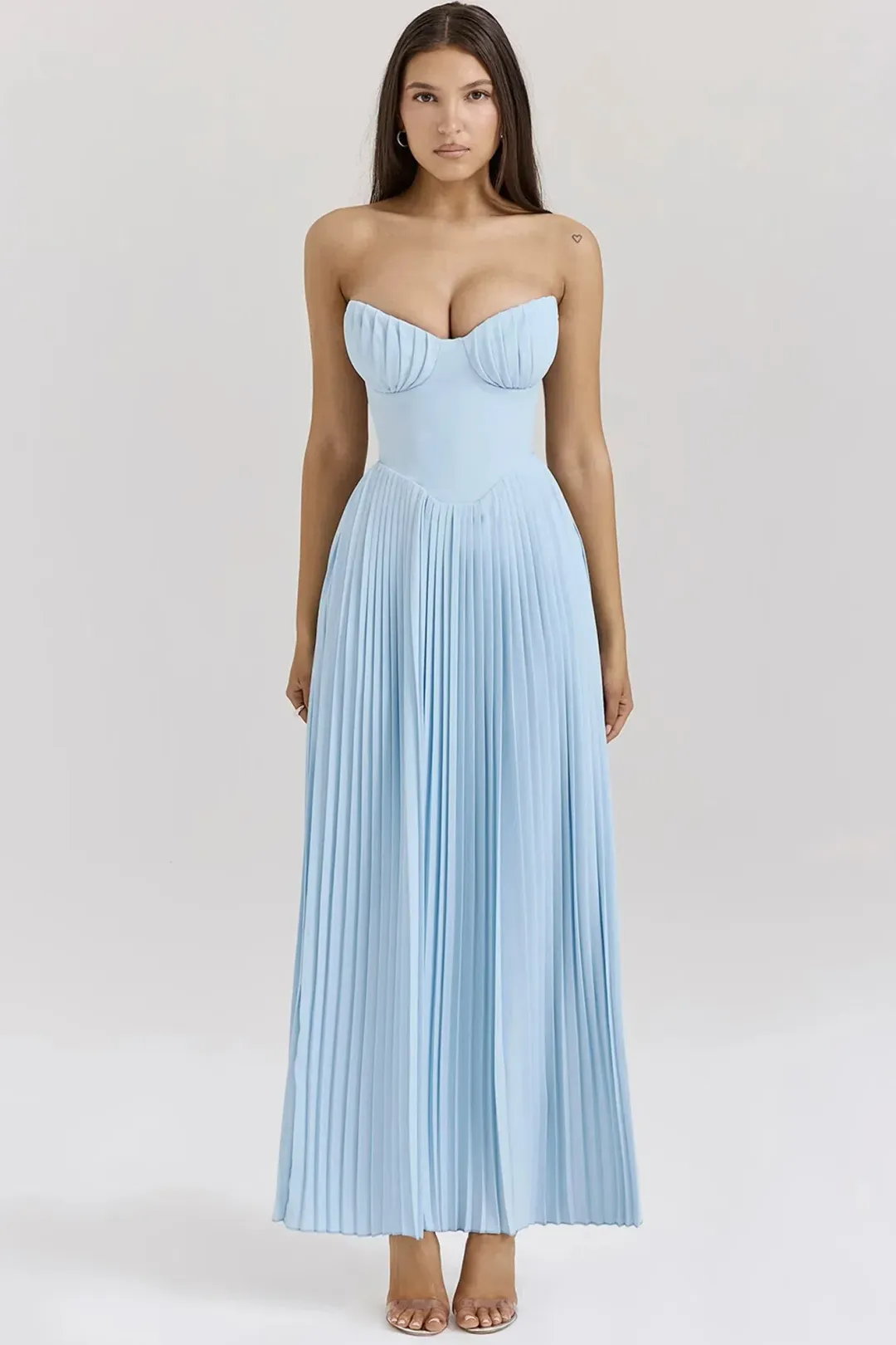 House of CB Marcella Pleated Maxi Dress Ocean Blue Size L / AU 12 for rent on The Volte - main image