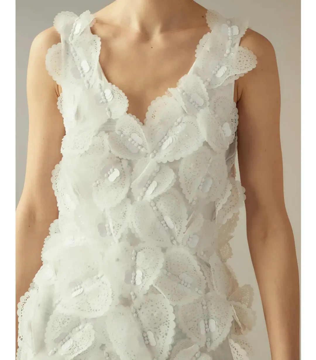 Cynthia Rowley Elle Heart Embellished Mini Dress White Size 0 / AU 4 for rent on The Volte - main image