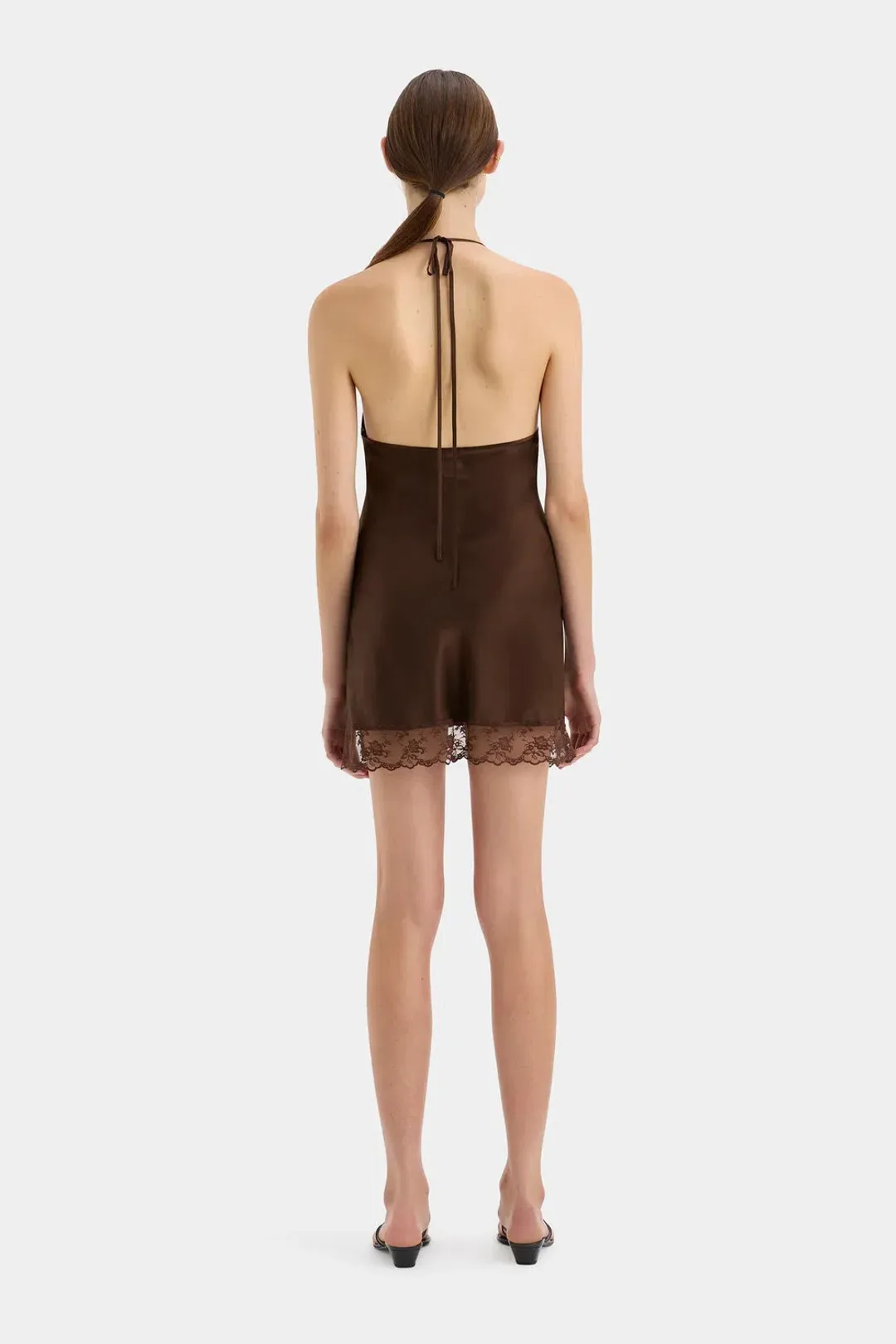 Sir the Label Aries Halter Mini Dress Chocolate Size 1 / AU 8 for rent on The Volte - main image