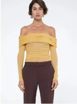 Benni Yasmin Off Shoulder Top Mustard Size 10 for rent on The Volte - image 1