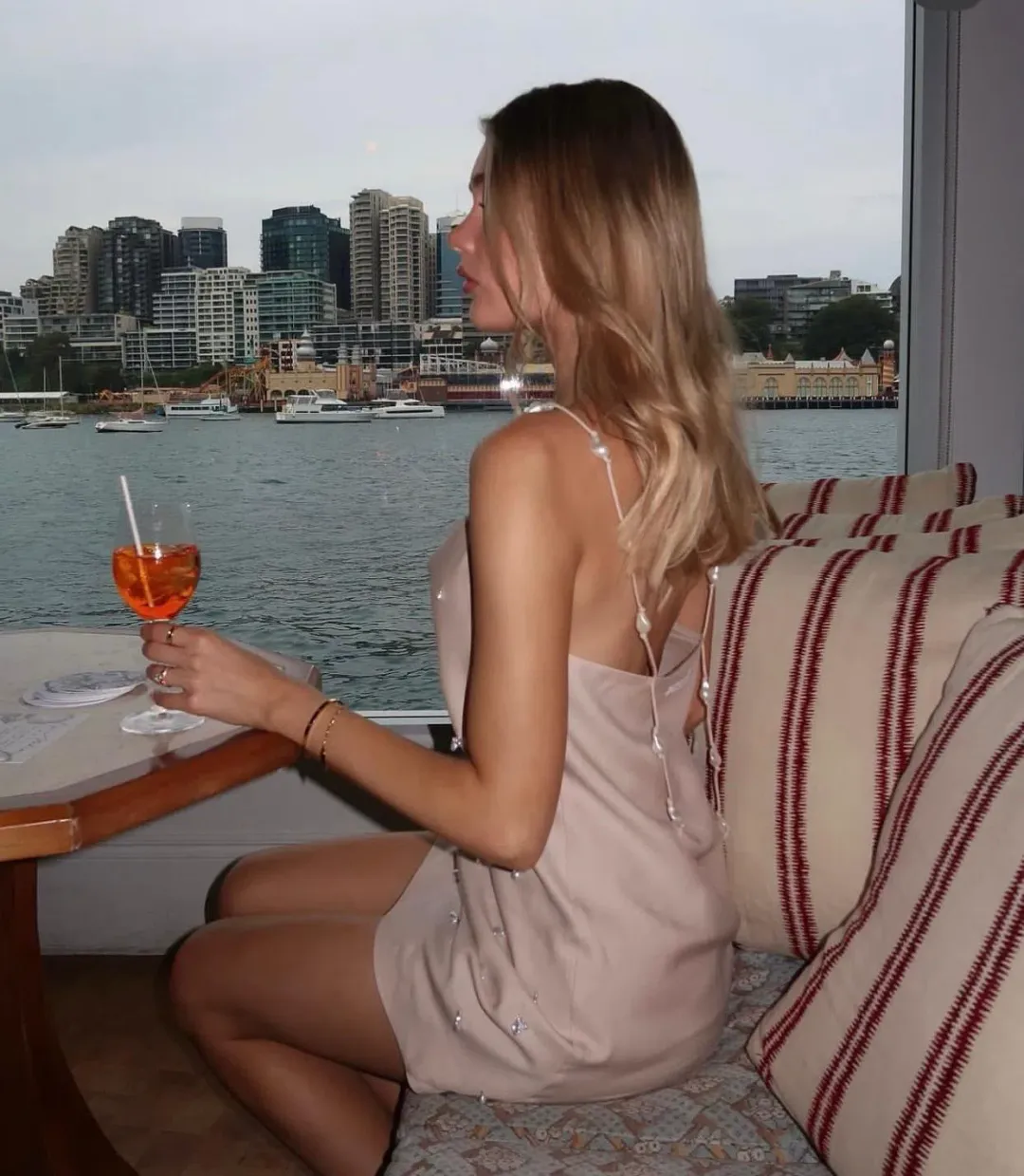 Aje Akoya Mini Dress Oatmeal Size 8 for rent on The Volte - main image