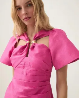 Aje Presence Twisted Midi Dress Fuchsia Rose Size 12 for rent on The Volte - image 4