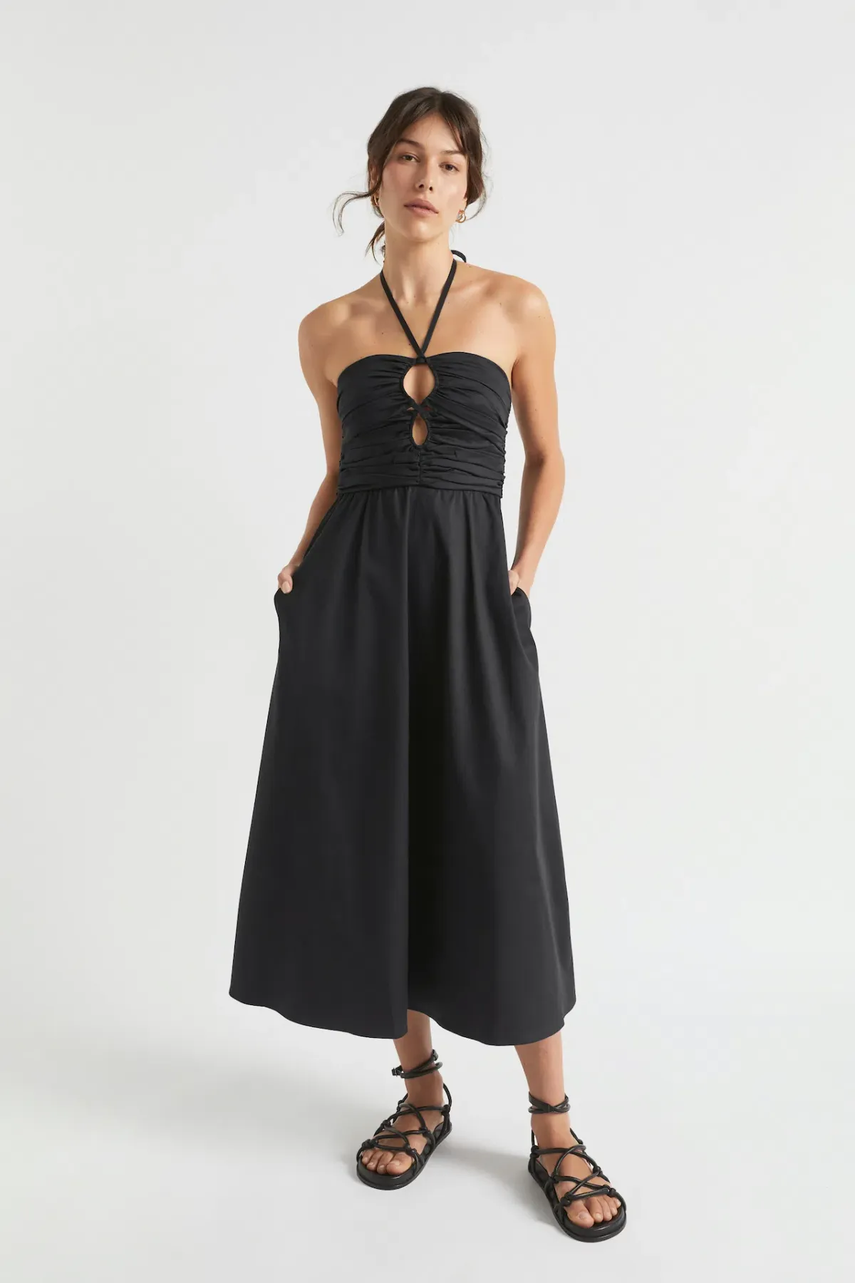 Seed Heritage Tailored Halter Midi Dress Black Size 6 for rent on The Volte - main image