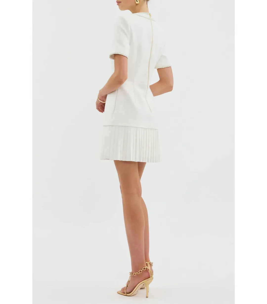 Rebecca Vallance The Clarisse Button Mini Dress White Size AU 10  for rent on The Volte - main image