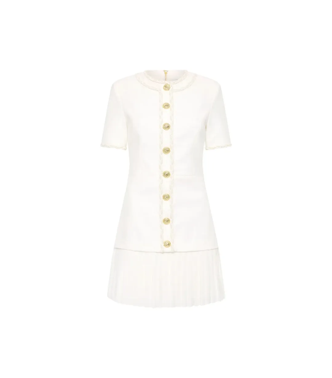 Rebecca Vallance The Clarisse Button Mini Dress White Size AU 10  for rent on The Volte - main image
