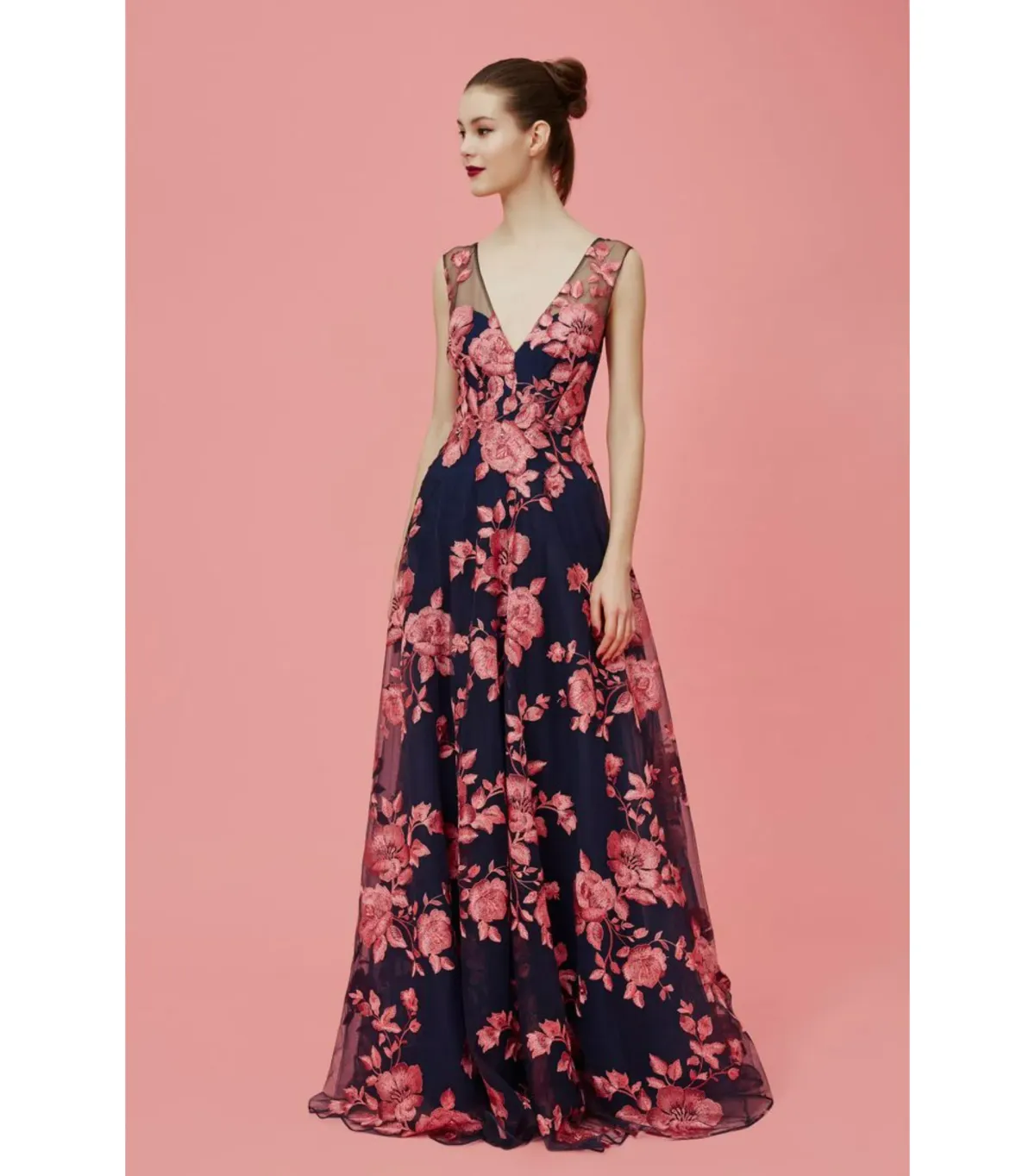 Marchesa Notte Embroidered Tulle Gown Floral Size 0 / AU 6 for rent on The Volte - main image