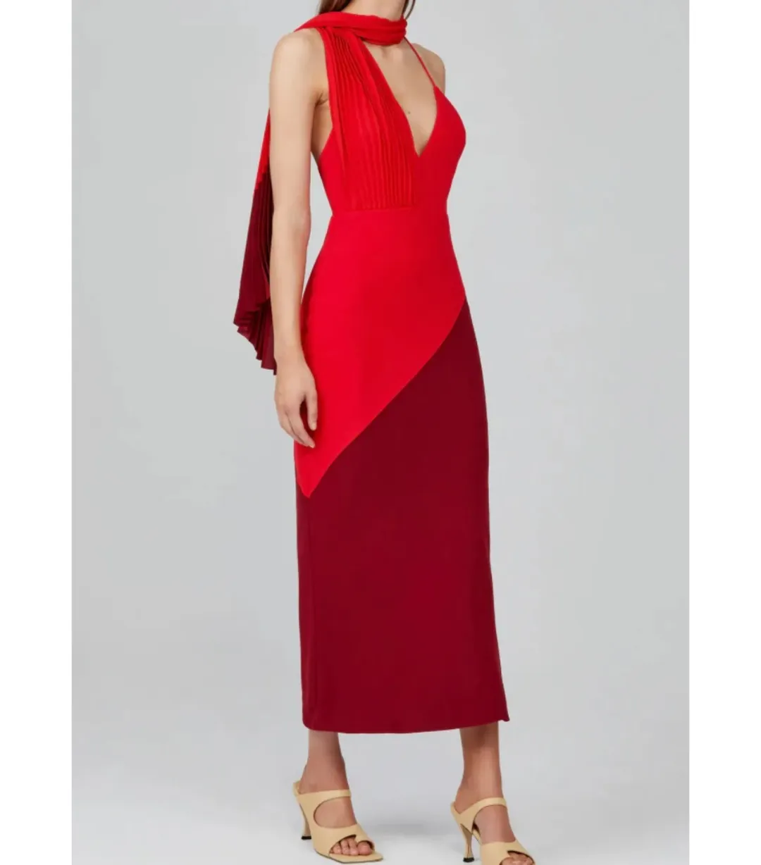 Acler Flora Colorblock Dress Red Size AU 8 for rent on The Volte - main image