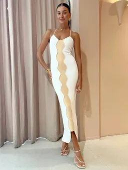 By Johnny Caprera Knit Midi Dress in Ivory Bone Size XS / AU 6 for rent on The Volte - image 3
