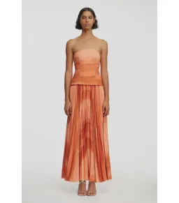Acler Brayswick Midi Dress in Melon Watercolour Size AU 6 for rent on The Volte - image 1