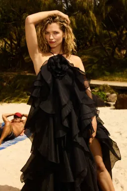 Aje Pandorea Layered Maxi Dress Black Size AU 6  for rent on The Volte - image 6