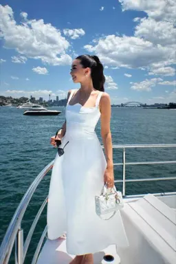 Leo Lin Odette Midi Dress White Size 8 for rent on The Volte - image 4