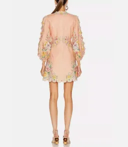 Zimmermann Zinnia Scallop Mini Dress Coral Floral Size 0/Au 8  for rent on The Volte - image 2