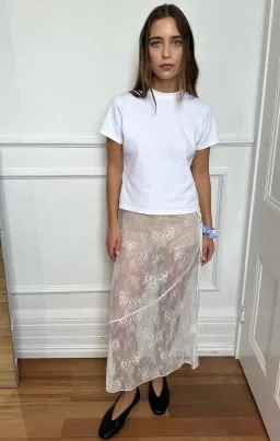 Maison Essentiele Lace Skirt in Optic White Size 8 for rent on The Volte - image 3