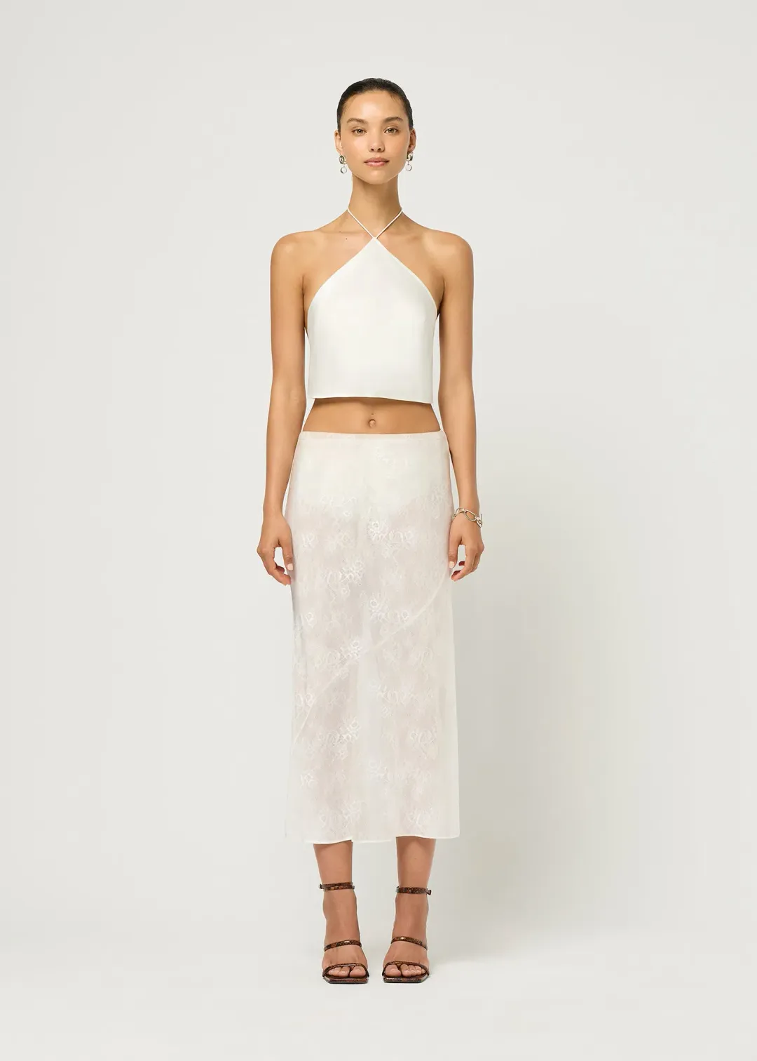 Maison Essentiele Lace Skirt in Optic White Size 8 for rent on The Volte - main image
