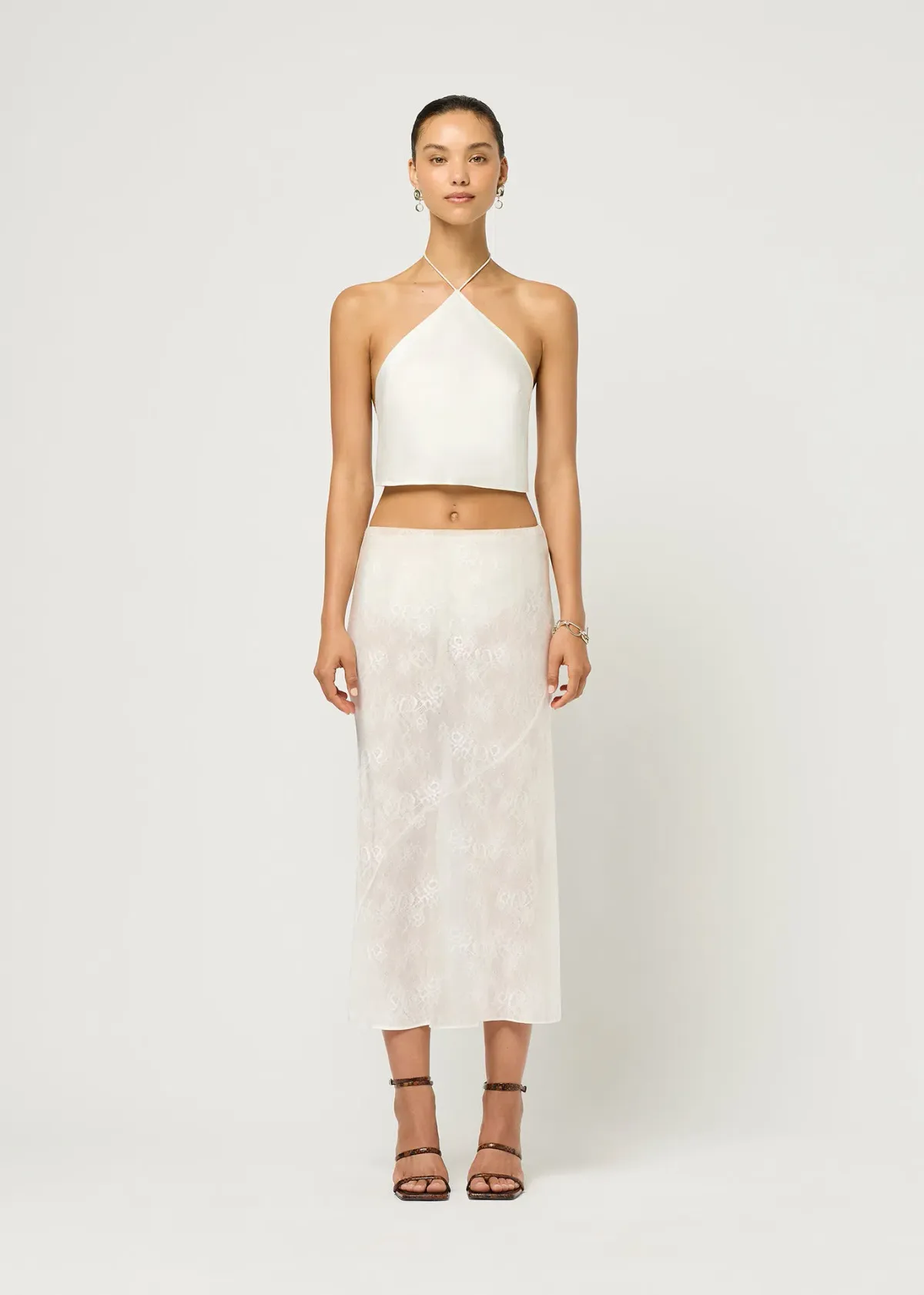 Maison Essentiele Lace Skirt in Optic White Size 8 for rent on The Volte - main image