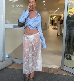 Maison Essentiele Lace Skirt in Optic White Size 8 for rent on The Volte - image 5