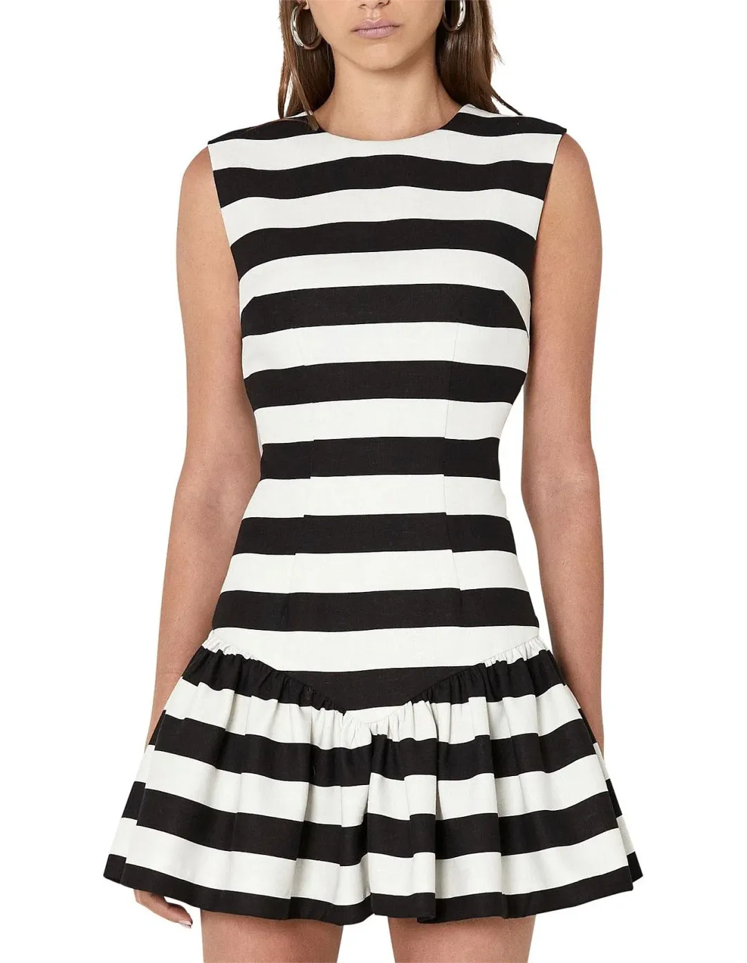 By Johnny Bold Stripe V Gather Mini Dress Print Size 6 for rent on The Volte - main image