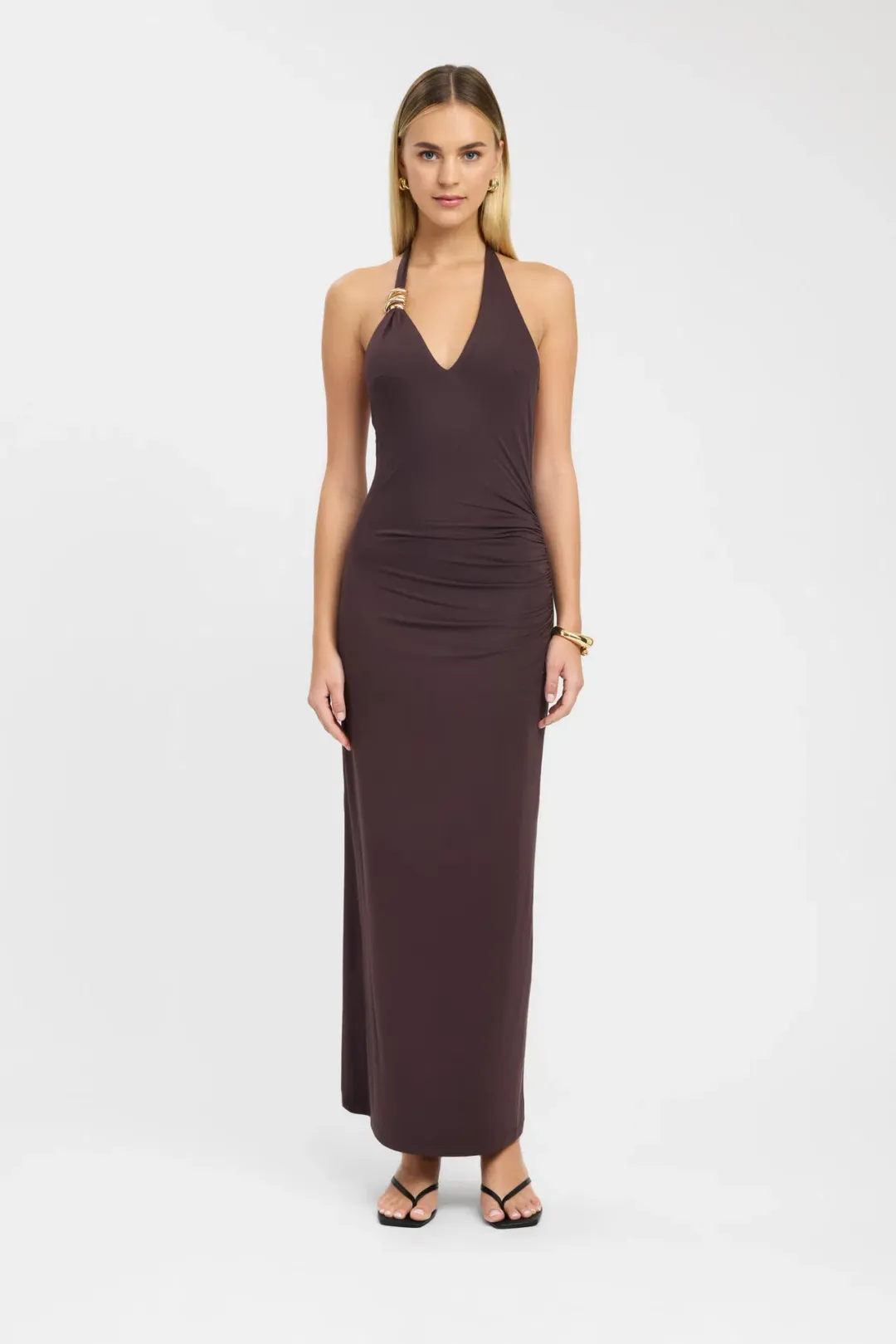 Kookai Paloma Maxi Dress in Dark Mahogany Brown Size AU 8 for rent on The Volte - main image