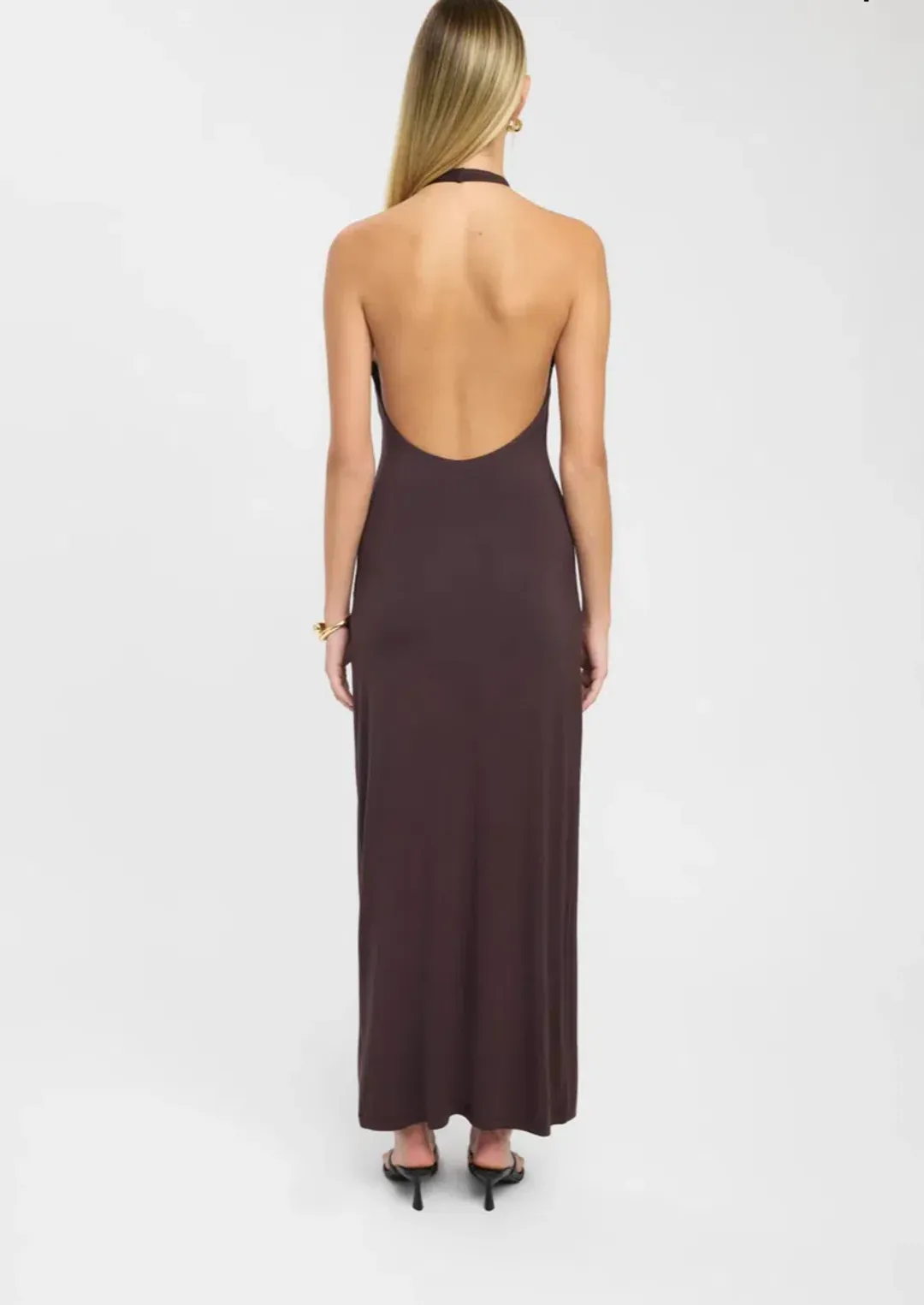 Kookai Paloma Maxi Dress in Dark Mahogany Brown Size AU 8 for rent on The Volte - main image