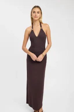 Kookai Paloma Maxi Dress in Dark Mahogany Brown Size AU 8 for rent on The Volte - image 4