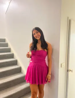 Shona Joy Isola Ruched Bodice Mini Dress Ibis Rose Size 12 for rent on The Volte - image 4