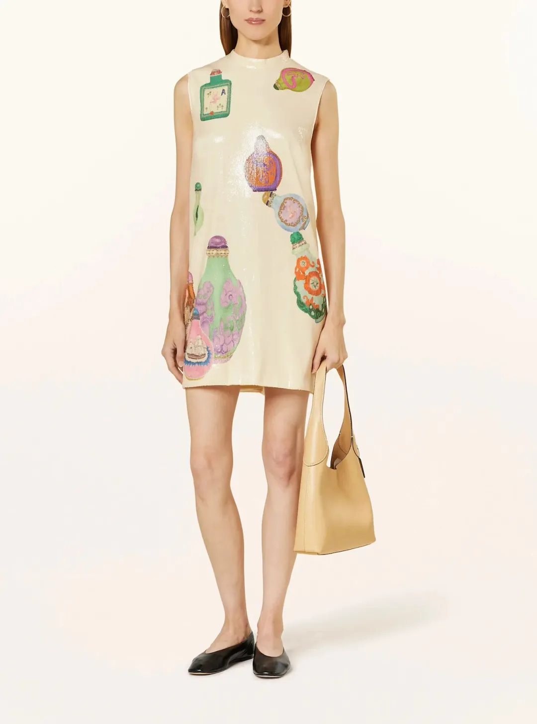 Alemais Chesca Mini Dress Cream Multi Size 8  for rent on The Volte - main image