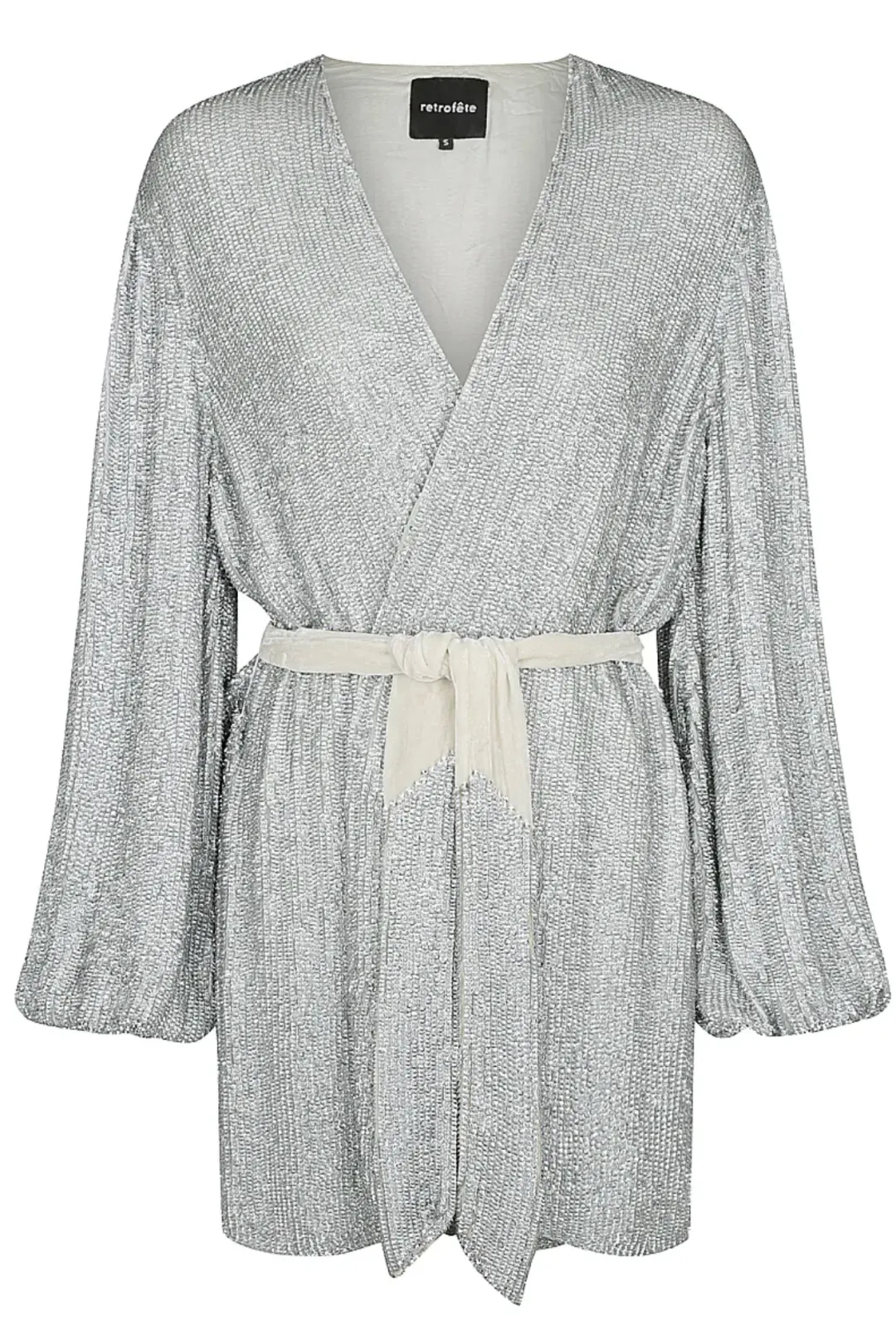 Retrofete Gabrielle Robe Dress Silver Size AU 12 for rent on The Volte - main image