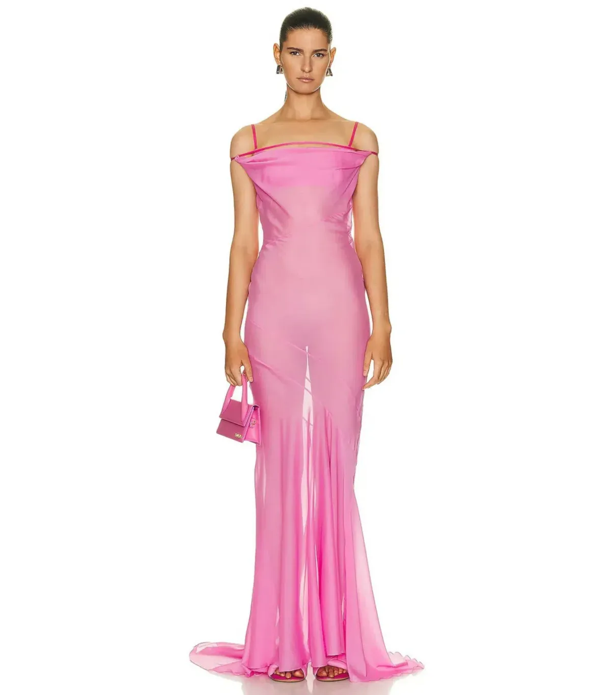 Jacquemus La Robe Draggiu Maxi Dress in Pink Size AU 12 for rent on The Volte - main image