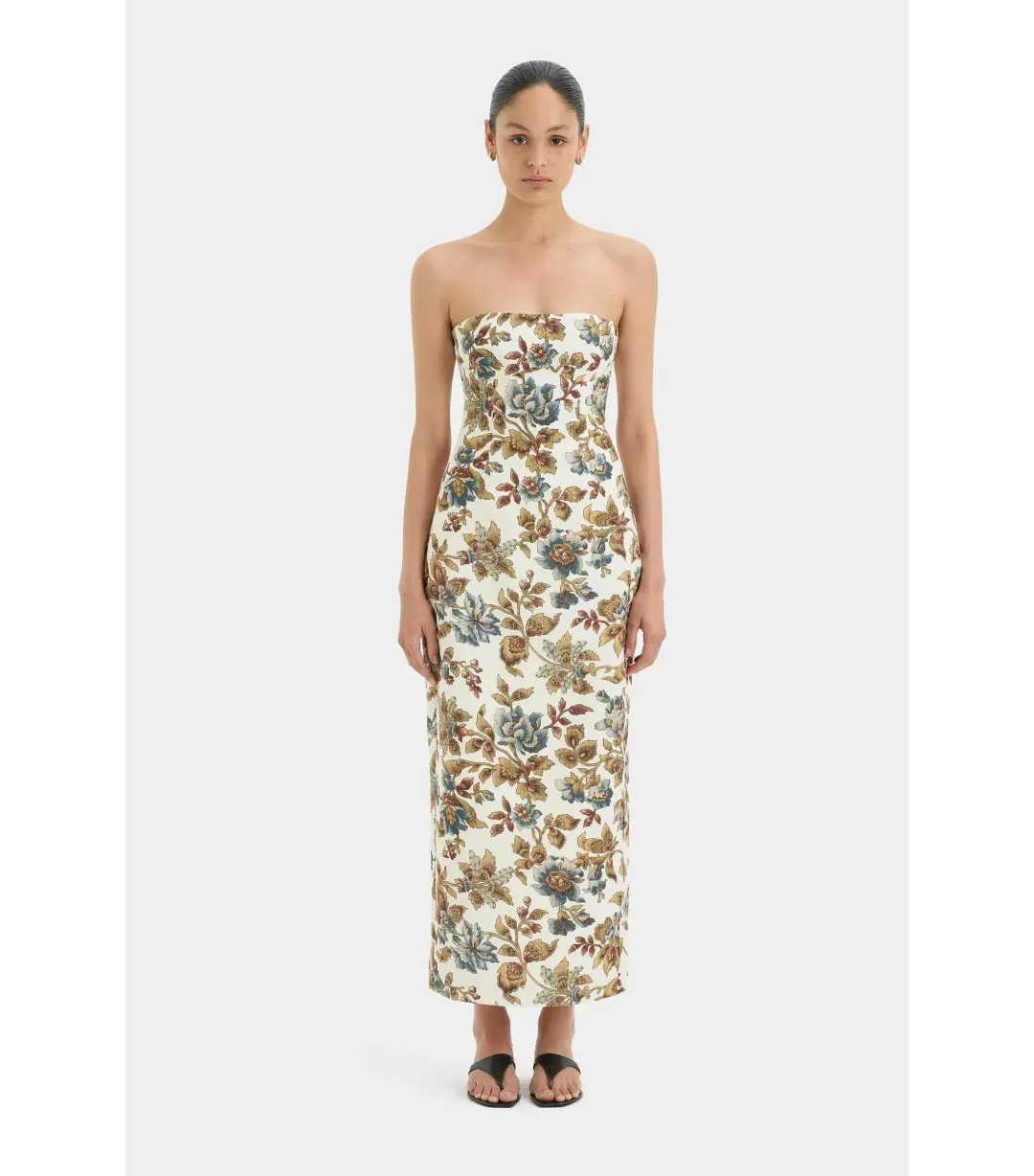 Sir the Label Eleanora Column Midi Dress in Viola Print Size AU 6 for rent on The Volte - main image