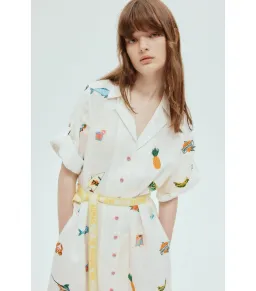 Alemais Blue Marlin Embroidered Shirtdress Print Size AU 10 for rent on The Volte - image 2