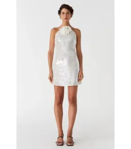 Misha Collection Ciara Sequin Mini Dress in Ivory Size 10 for rent on The Volte - image 1