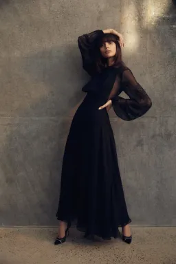 Scanlan Theodore Diamante Sleeved Ball Gown Black Size 8 for rent on The Volte - image 1