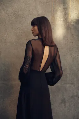 Scanlan Theodore Diamante Sleeved Ball Gown Black Size 8 for rent on The Volte - image 2